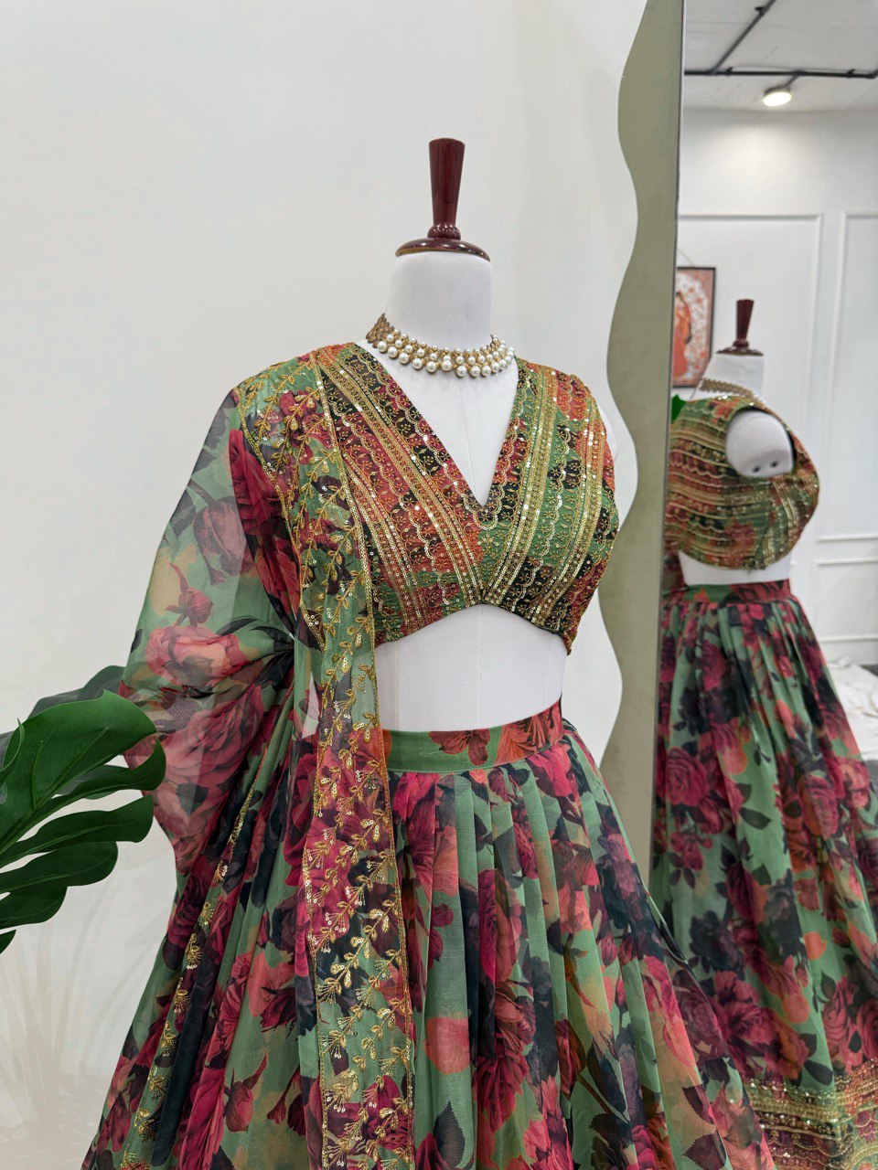 MULTI-COLOR SEQUIN THREAD WORK LEHENGA CHOLI AND DUPATTA