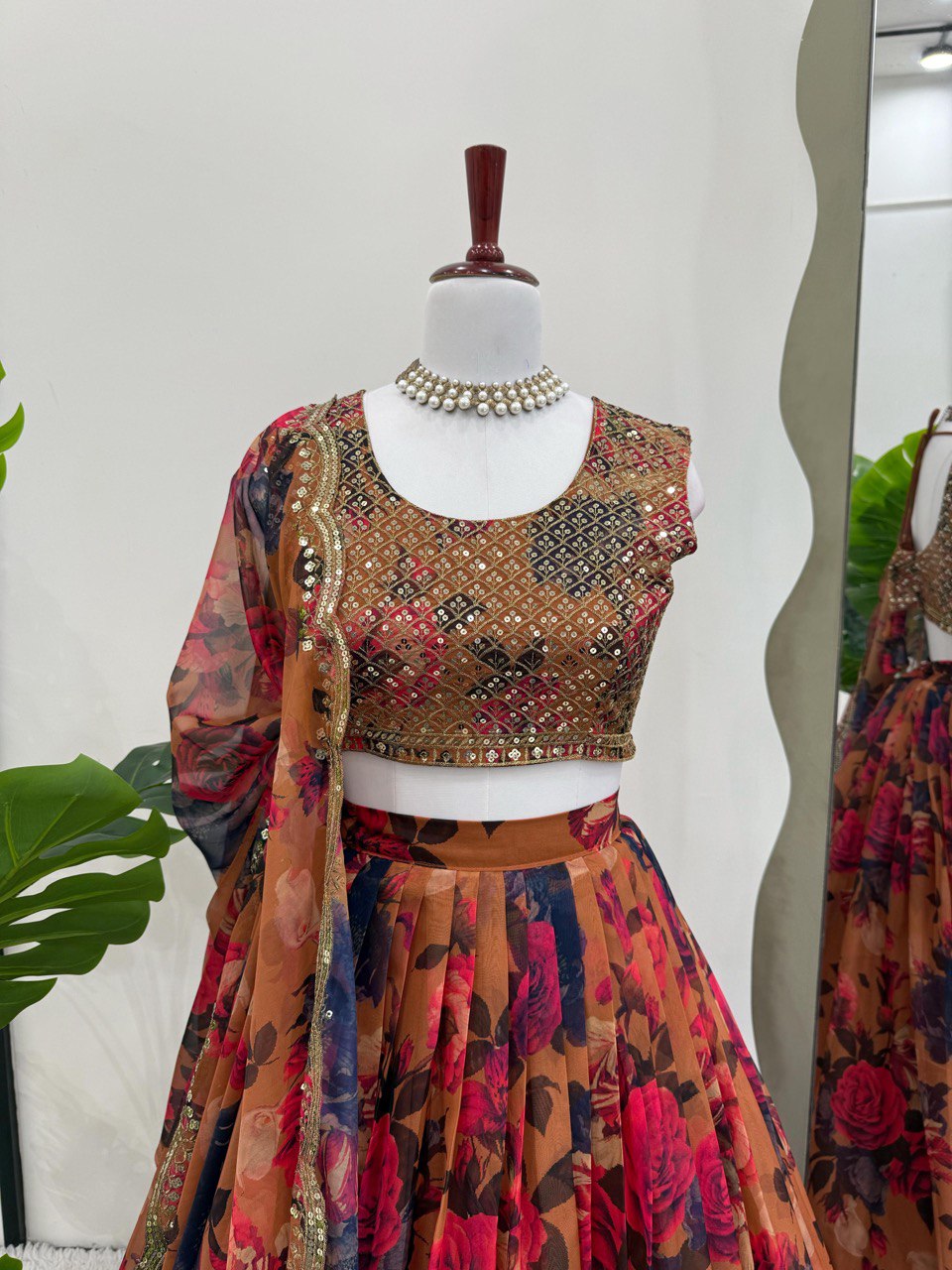 MULTI-COLOR SEQUIN THREAD WORK LEHENGA CHOLI AND DUPATTA
