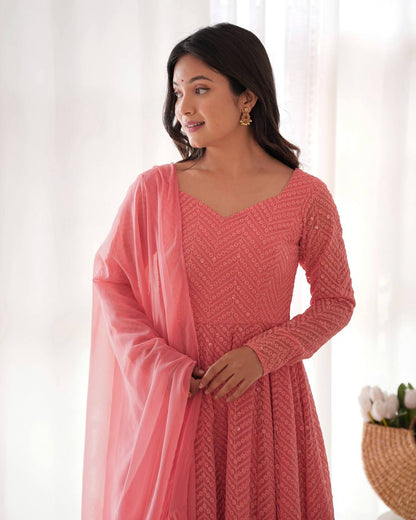 Heavy Pure Soft fox Georgette Lukhanowi Sequence Work Anarkali