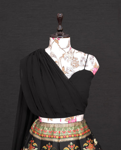 PEACOCK WORK BANARASI SILK ZARI WEAVING LEHENGA CHOLI