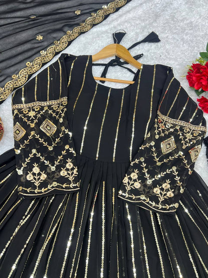 Havy Fox Goargate With Embroidery WOrk With Full Sleeves Micro Cotton Gown