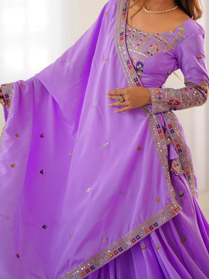 Natural Crep Silk With Thread And Sequence Work Lehenga Choli