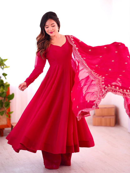 MOST TRENDING WOMEN'S SPECIAL WEDDING WEAR GOWN PLAZZO IN FANDY SILK