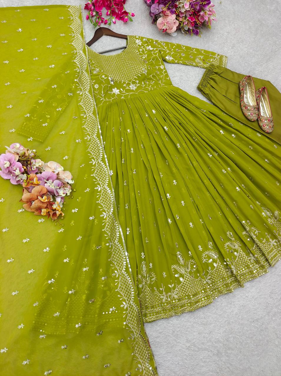 Mehndi Function Dress For Woman Sequence Work – dressbazzars