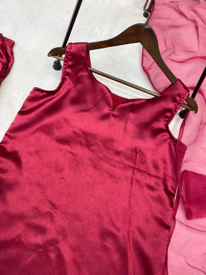 Moss Satin Micro Inner Top Salwaar