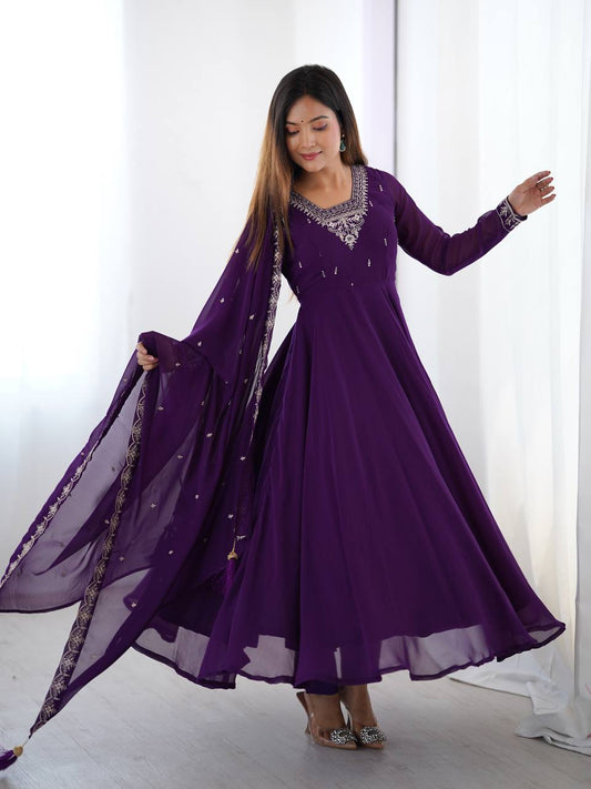 Heavy Pure Soft Georgette Fancy Embroidery Work Anarakali