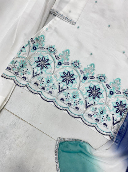 Roman Silk Micro Inner With Sequence Embroidwery Work Top Salwaar
