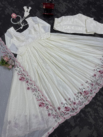 Chinon Silk Thread With Sequence Work Top Pent