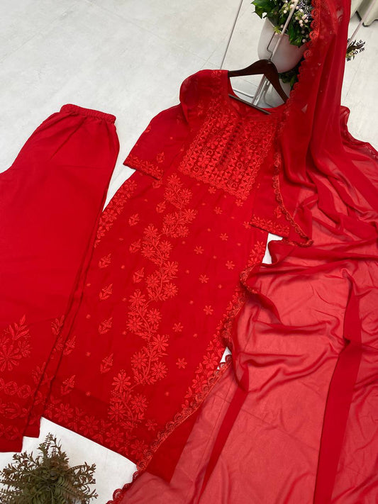New Look Georgette Embroidery Work Pum Pum Work Top Pent