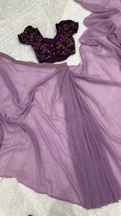 Purple Color Ready To Wear With Banarasi Silk Saree