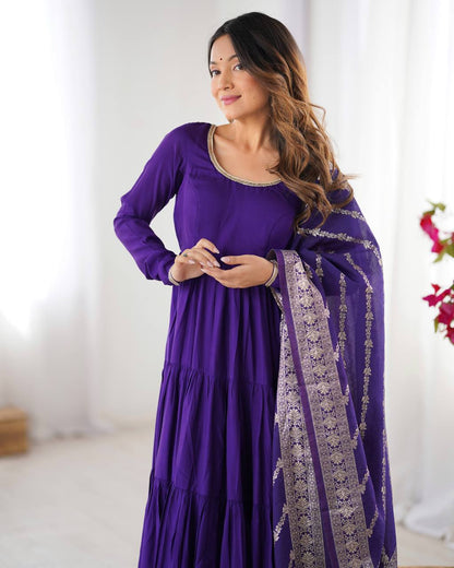 Pure Romansilk Chanderi 9 MTR Huge Flair Anarkali Gown
