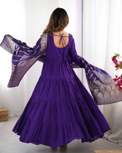 Pure Romansilk Chanderi 9 MTR Huge Flair Anarkali Gown