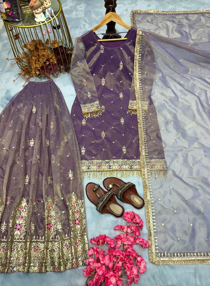 Pure Twill gold NEt With Heavy Embroidery Sequence Work Top Plazzo