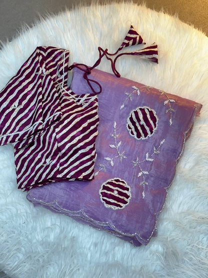 Rich Soft Gold Crush Two Tone With Hand Work Saree