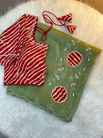 Rich Soft Gold Crush Two Tone With Hand Work Saree