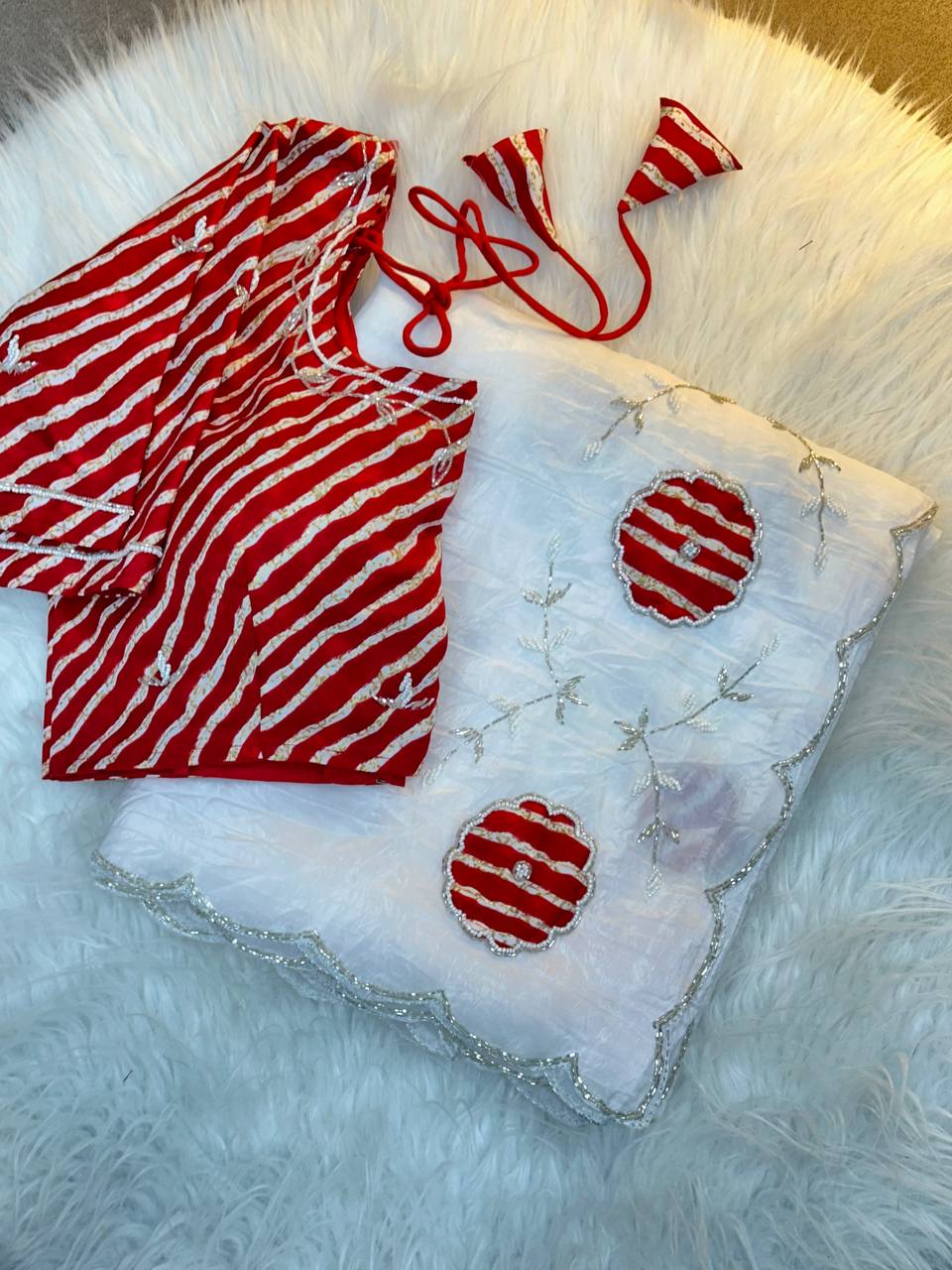 Rich Soft Gold Crush Two Tone With Hand Work Saree