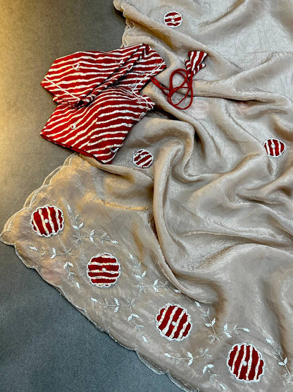 Rich Soft Gold Crush Two Tone With Hand Work Saree