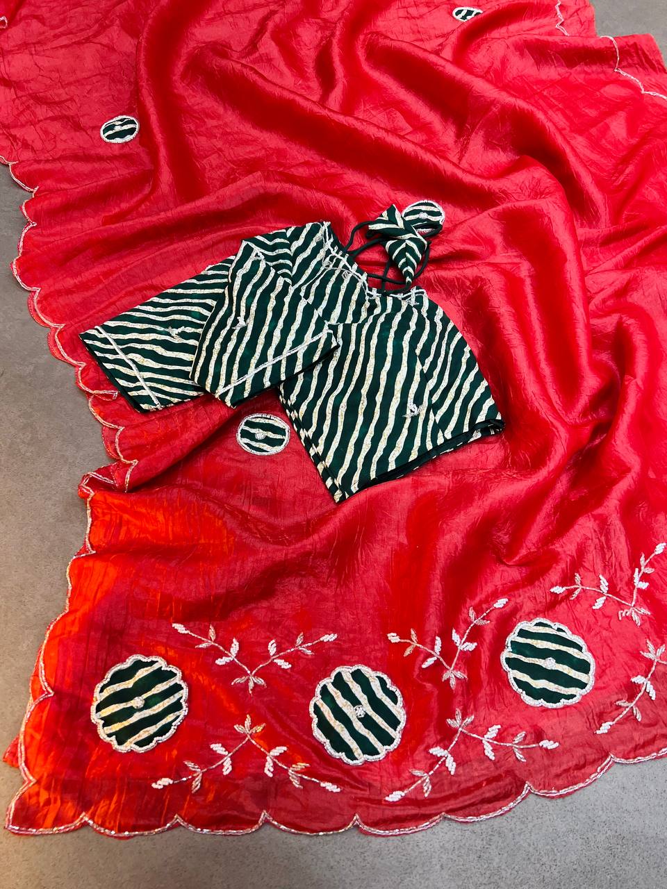 Rich Soft Gold Crush Two Tone With Hand Work Saree