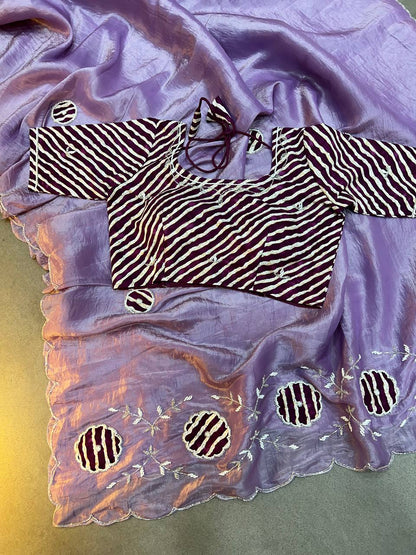 Rich Soft Gold Crush Two Tone With Hand Work Saree