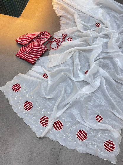 Rich Soft Gold Crush Two Tone With Hand Work Saree