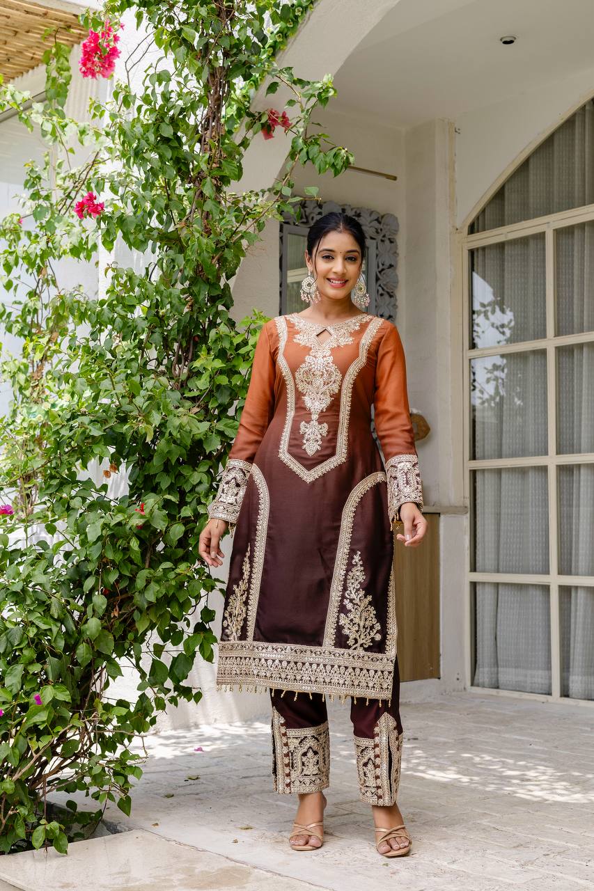 Star Georgeet Pedding Embroidery Sequence Work Top Pent