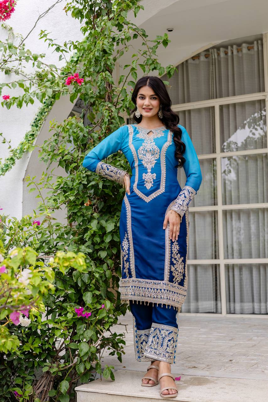 Star Georgeet Pedding Embroidery Sequence Work Top Pent