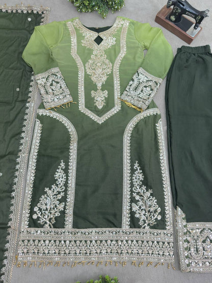 Star Georgeet Pedding Embroidery Sequence Work Top Pent