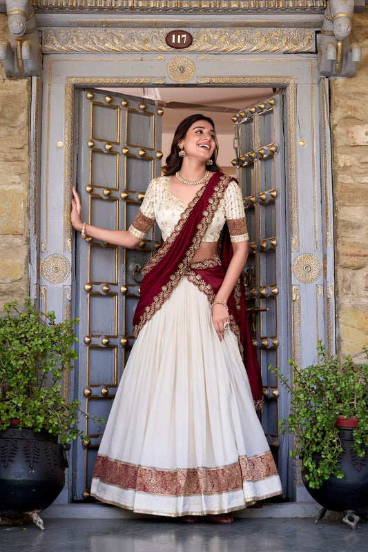 DRESS BAZZAR VICHITRA SILK ZARI WEAVING LEHENGA CHOLI