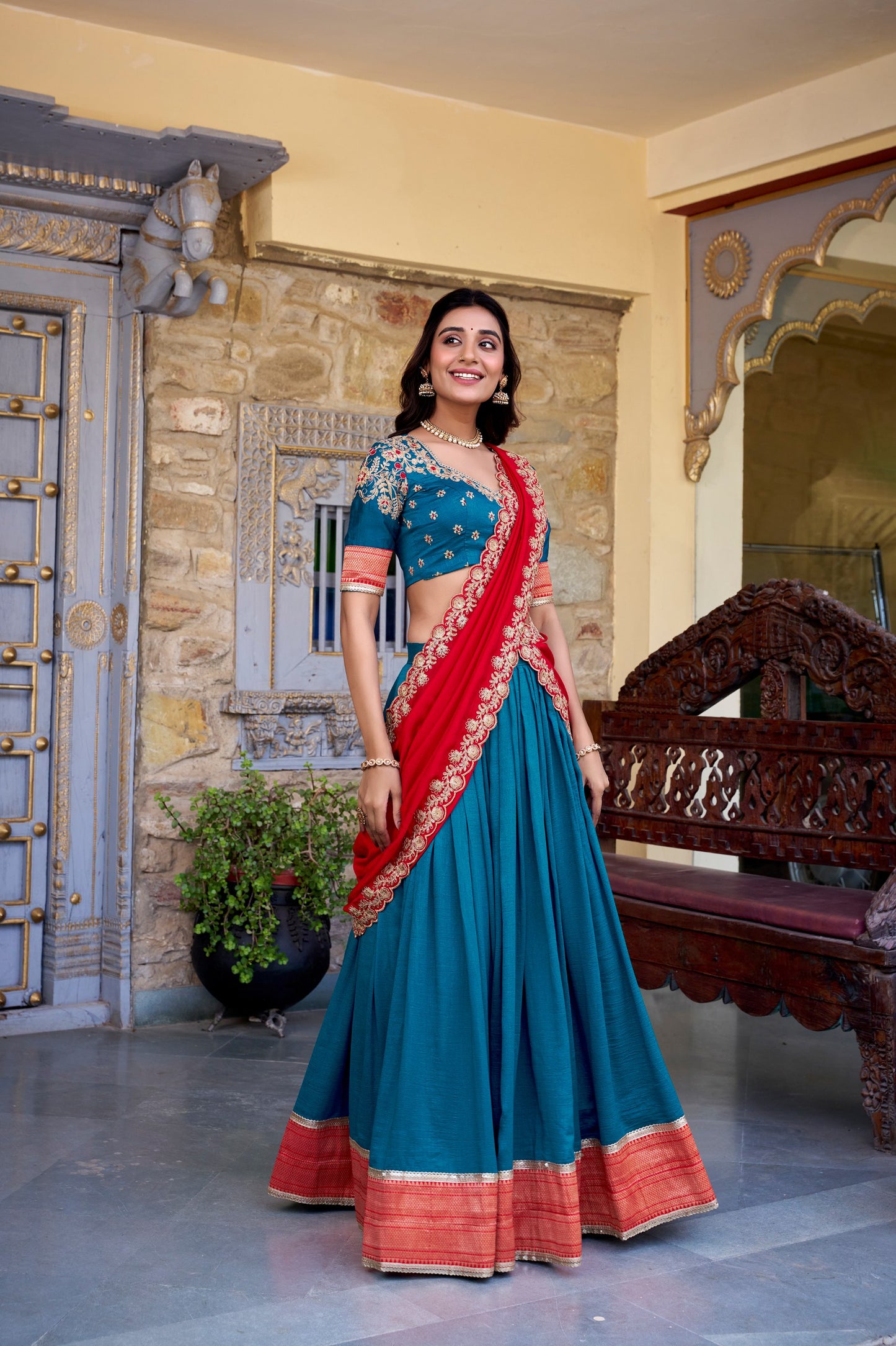 DRESS BAZZAR VICHITRA SILK ZARI WEAVING LEHENGA CHOLI