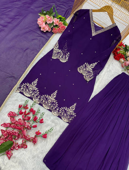Havy Faux Georgette Embroidery Work Top Pent