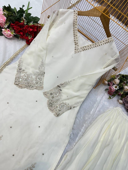Havy Faux Georgette Embroidery Work Top Pent