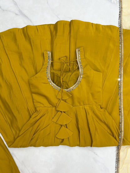 Rani PInk Color Yoke Fancy Lace Work Anarkali
