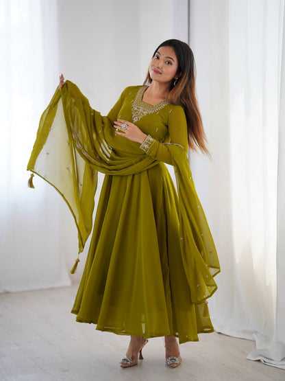 Heavy Pure Soft Georgette Fancy Embroidery Work Anarakali