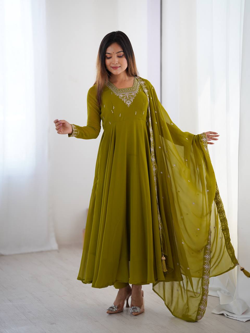 Heavy Pure Soft Georgette Fancy Embroidery Work Anarakali