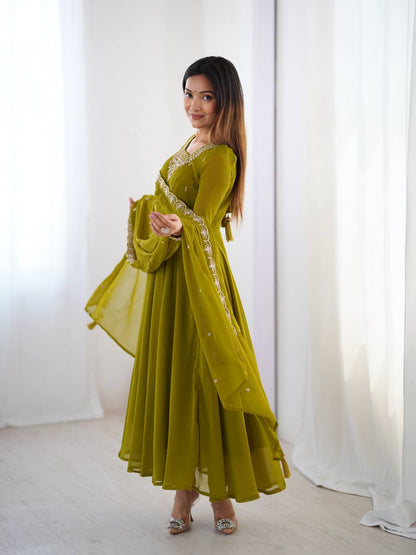 Heavy Pure Soft Georgette Fancy Embroidery Work Anarakali