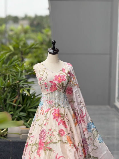 Pure Jimmy Organza With Digital Printed Work Lehenga