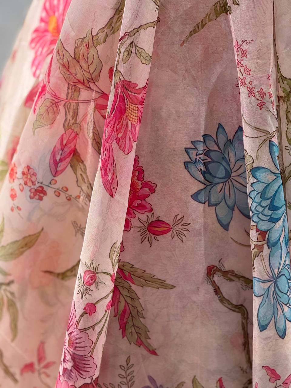 Pure Jimmy Organza With Digital Printed Work Lehenga