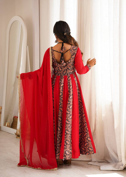 Blooming Georgette Embroidered Gown Suit Set