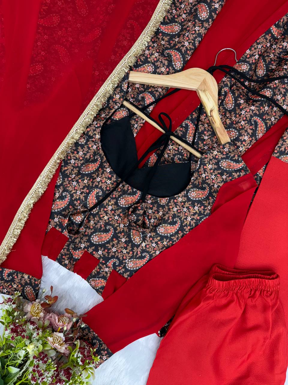 Blooming Georgette Embroidered Gown Suit Set