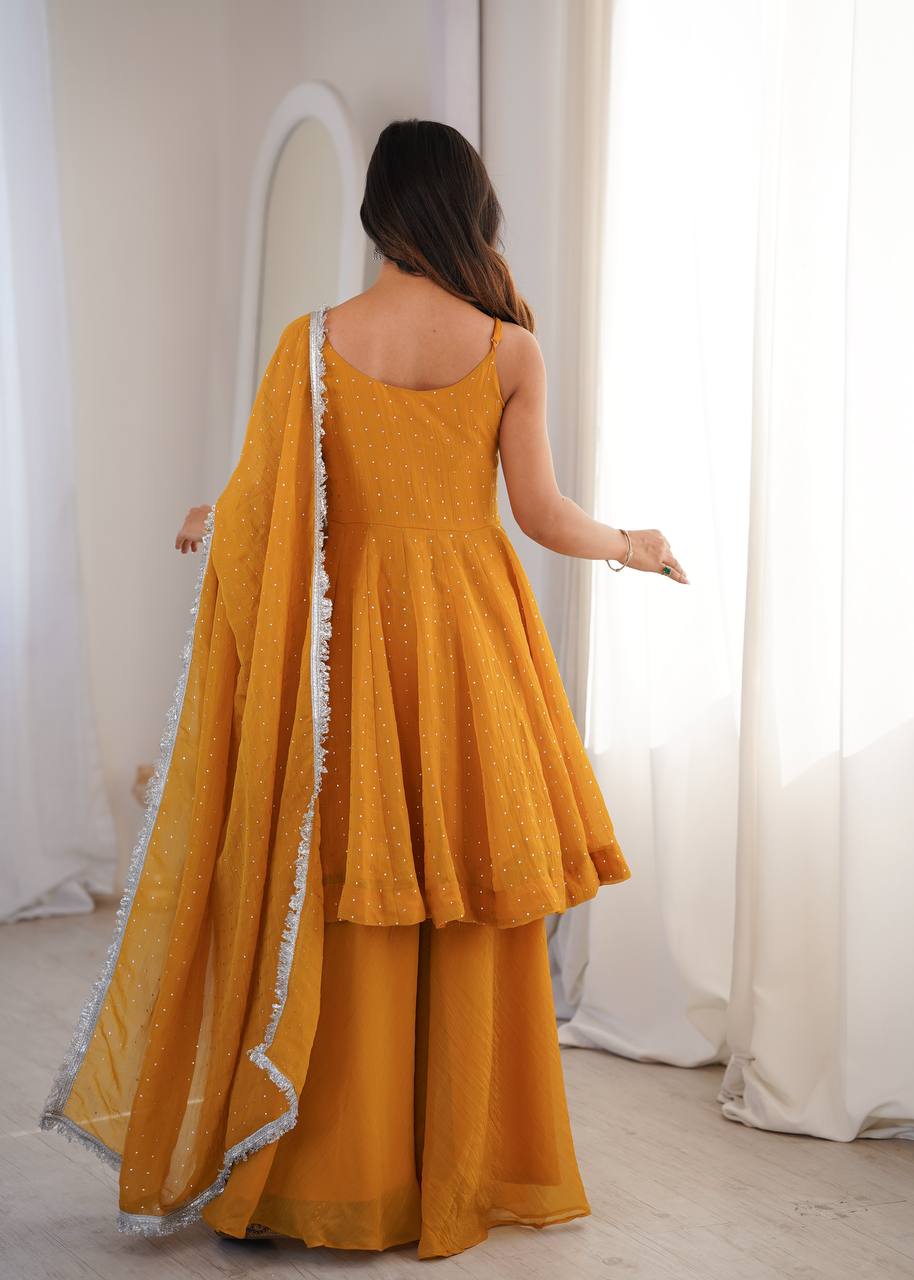 Crunchy Silk Zarkhand Sharara Suit Set