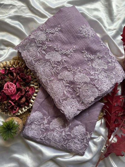 Pure Soft Kota Doriya Tone To Tone Multy Thread Work And Cutwork Saree