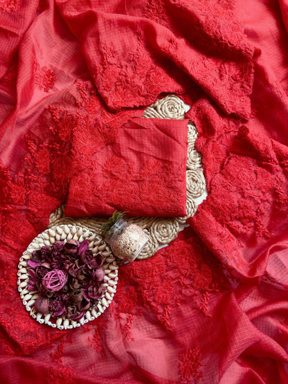 Pure Soft Kota Doriya Tone To Tone Multy Thread Work And Cutwork Saree