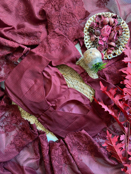 Pure Soft Kota Doriya Tone To Tone Multy Thread Work And Cutwork Saree