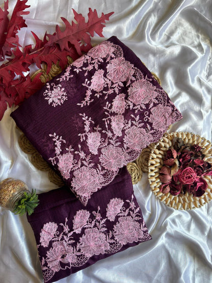 Pure Soft Kota Doriya Tone To Tone Multy Thread Work And Cutwork Saree