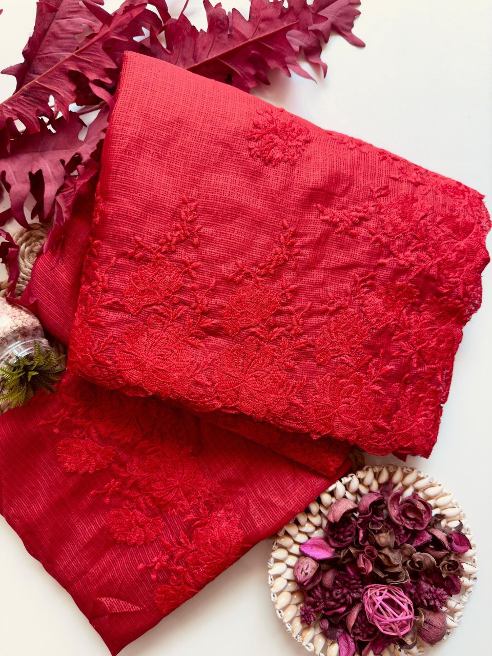 Pure Soft Kota Doriya Tone To Tone Multy Thread Work And Cutwork Saree