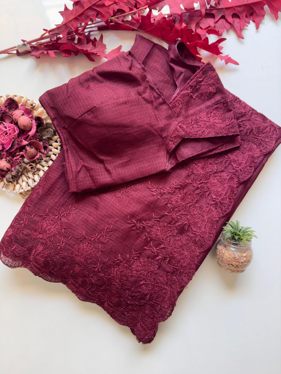 Pure Soft Kota Doriya Tone To Tone Multy Thread Work And Cutwork Saree