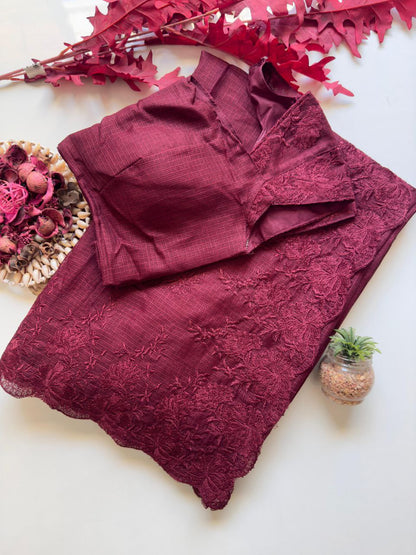 Pure Soft Kota Doriya Tone To Tone Multy Thread Work And Cutwork Saree