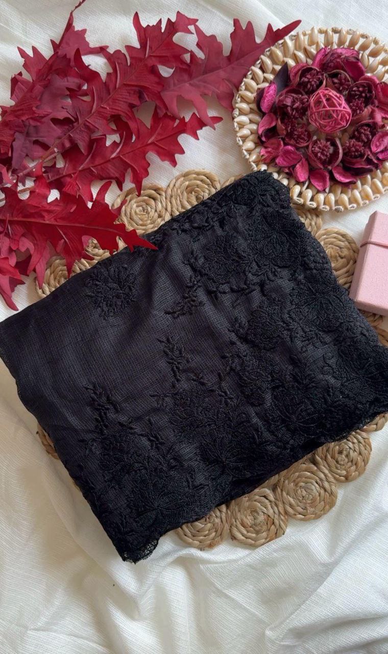 Pure Soft Kota Doriya Tone To Tone Multy Thread Work And Cutwork Saree
