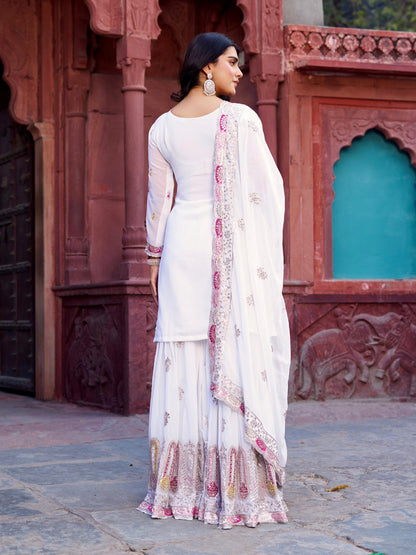 Faux Georgette Thread With Sequence Work Top Plazzo