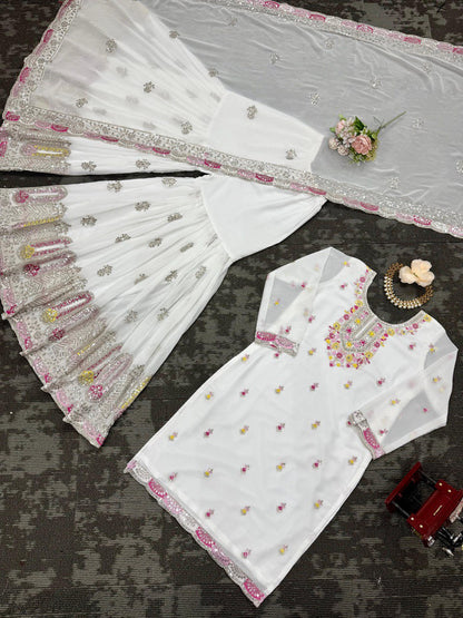 Faux Georgette Thread With Sequence Work Top Plazzo